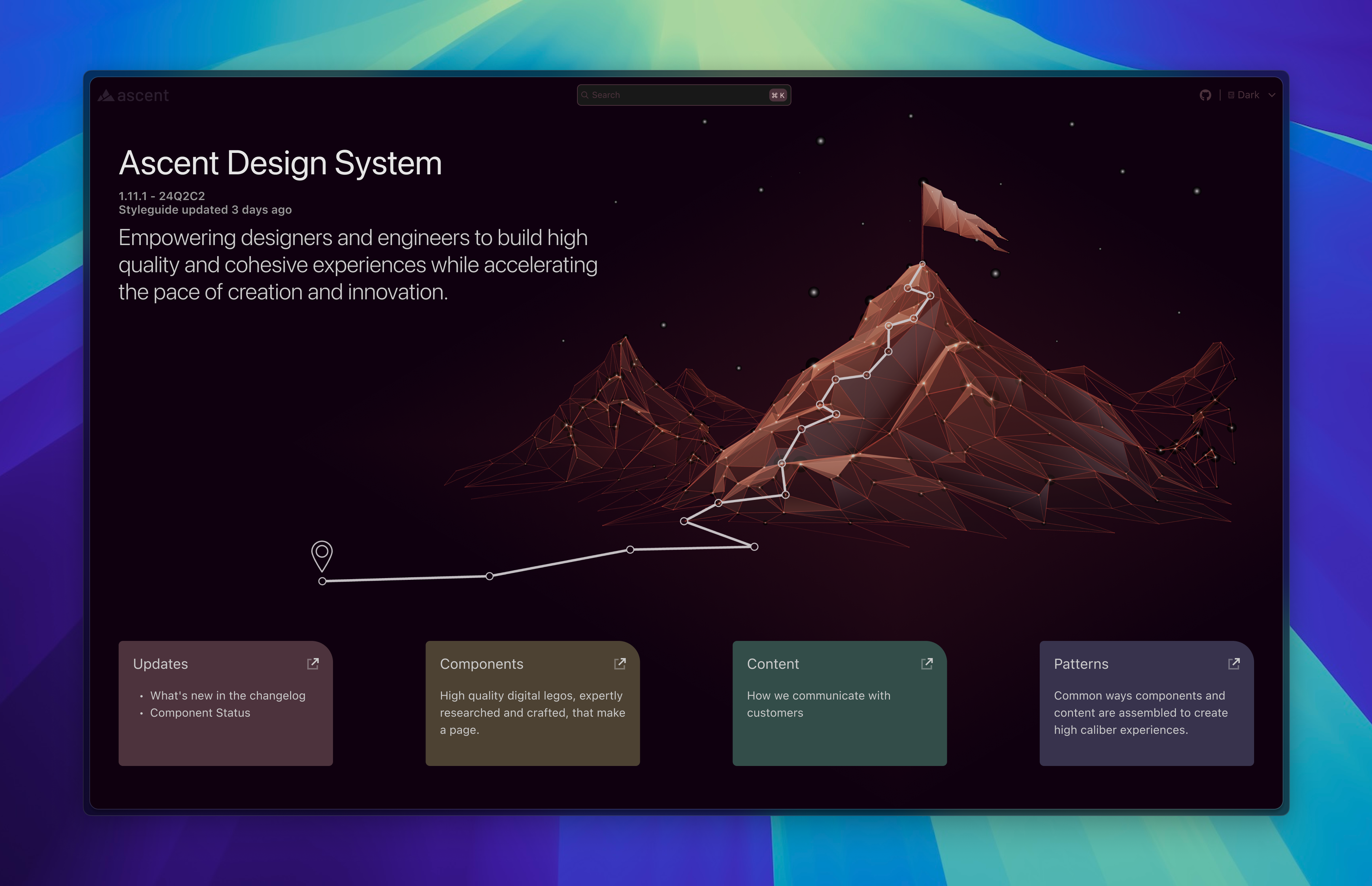 Ascent Design System high fidelity mock up - main landing page