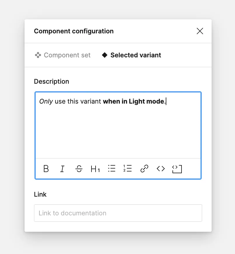 Figma component configuration