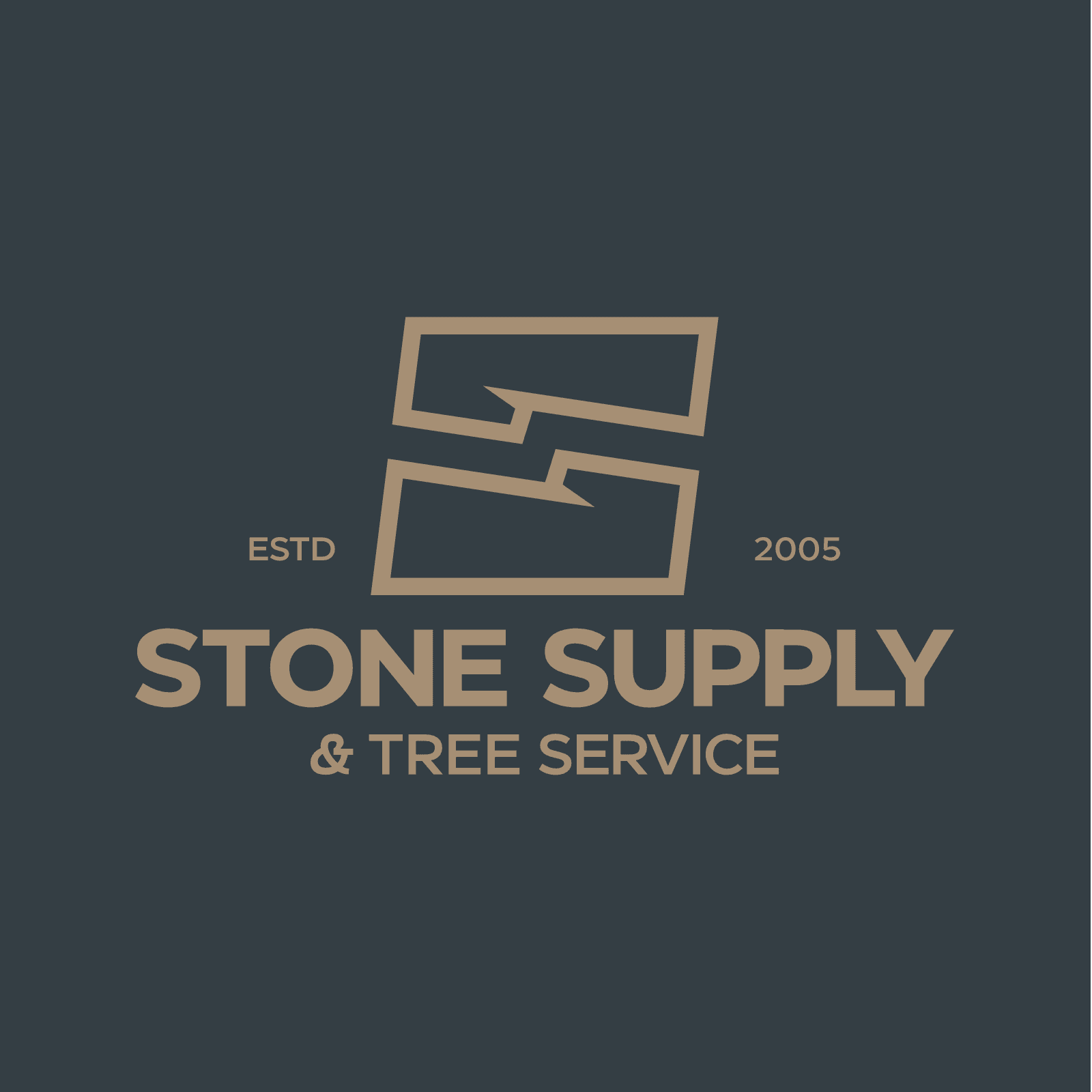 One of the variations of the NJC Stone Supply & Tree Service with logo mark and type logo
